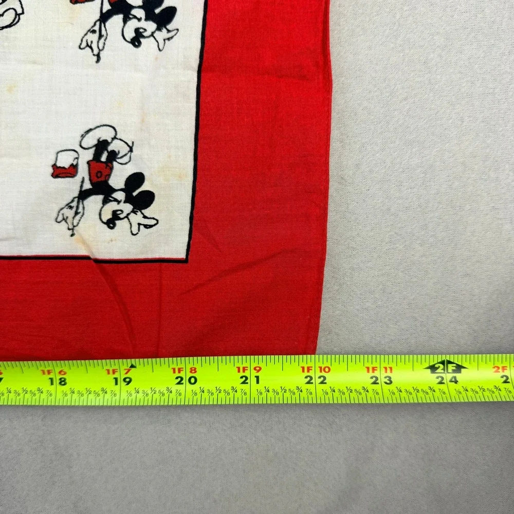 Vintage Walt Disney Productions Mickey Mouse Red White Cotton Bandana RN 33100